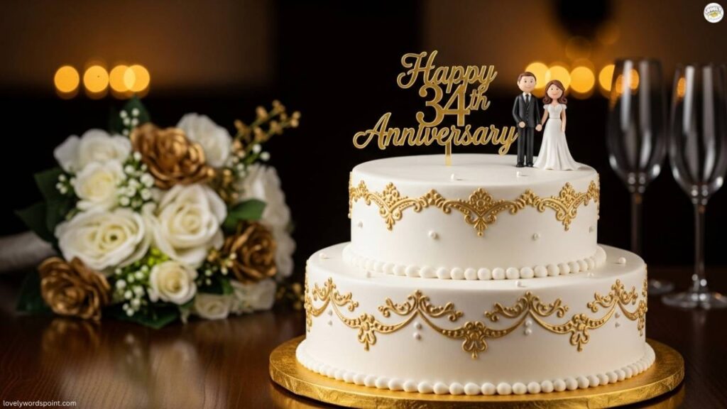 Happy 34th Wedding Anniversary Cake
